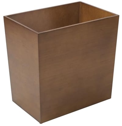 Praktische Prullenbak - Stijlvolle Houten Vuilnisemmer in Bamboe Look - Compacte Afvalbak voor Badkamer, Kantoor en Keuken - Bruin