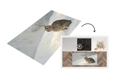 Keukenloper - Loper keuken - Konijn - Sneeuw - Winter - Wild - 120x60 cm - Keukenloper vinyl