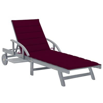 vidaXL - Ligbed - met - kussen - massief - acaciahout
