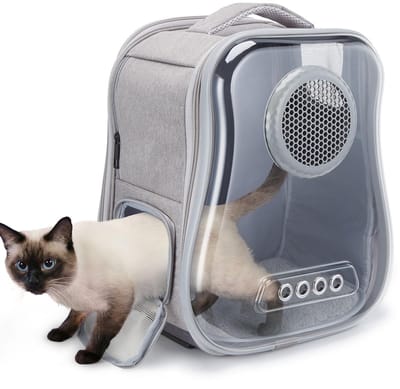 Dailygoody - Kattendrager - Rugzak voor huisdieren - Transparante en opvouwbare drager - Voor katten tot 6,8 kg - Ideaal voor reizen en wandelen - Com