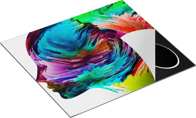 Chefcare Inductie Beschermer Abstracte Kunst van een Gezicht - Hoofd - 60x50 cm - Afdekplaat Inductie - Kookplaat Beschermer - Inductie Mat