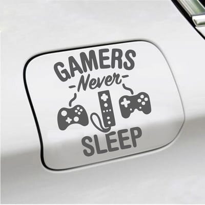 Bumpersticker - Gamers Never Sleep - 12,9 X 11,8 - Antraciet