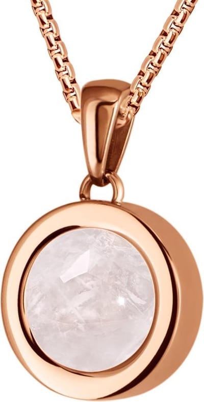Quiges 12mm Mini Munt Hanger Rosékleurig RVS Glans met Kwarts Roze Munt en Box Ketting Ankerketting 42-46cm