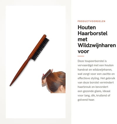 Dailygoods- Haarborstel Antiklit - Houten Handvat - Wildzwijnhaar - Praktisch en Flexibel - Vermindert Haarbreuk - Comfortabel in Gebruik - Stylingborstel