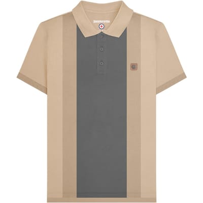 Lambretta Heren Contrast Paneel Vintage Poloshirt (Steen)