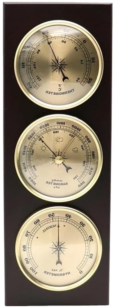 Analoog Weerstation - Thermometer Barometer - Weer Voorspellen - Houten Frame - 32 cm - Bruin