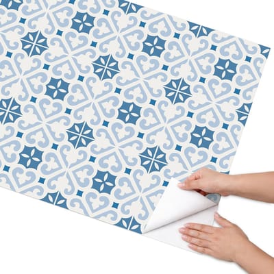 Coloray Meubel Wrap Folie - Blauw Meubelfolie - 75x150 cm - Wrapfolie Keuken Decoratieve tegels - Decoratiefolie - Geometrische Meubelfolie - Meubel Wrap Folie - Woonkamer decoratie - Achtergronden en patronen