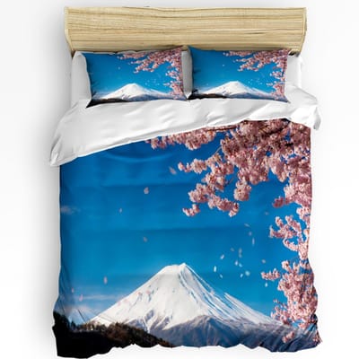 Japanse Geisha Karper Esdoornblad 3-delig Beddengoed Set Voor Slaapkamer Tweepersoonsbed Thuis Textiel Dekbedovertrek Dekbedovertrek Kussensloop AU Queen(210x210cm)