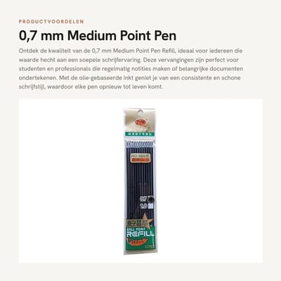 Dailygoods- Balpenvullingen 0,7 mm - 12 Stuks - Metalen Vervangingen - Oliegebaseerde Inkt - Soepel Schrijven - Geschikt voor Meeste Balpennen - Penvullingen