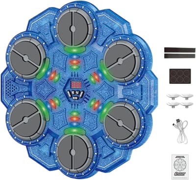 Muziek Boksmachine - Interactieve Trainer - Thuis Fitness - Dynamische Lichtfeedback - 34 x 335 cm - Donkerblauw