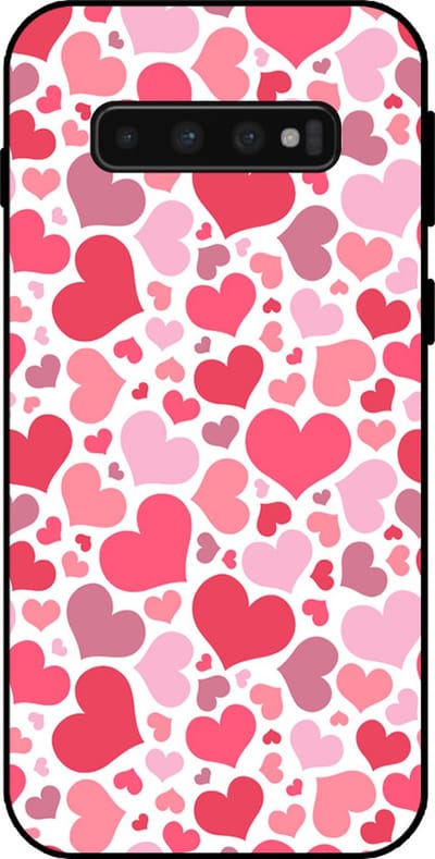 Smartphonica Telefoonhoesje Geschikt voor Samsung Galaxy S10 Plus met Hartjes Print - Hearts Design TPU Backcover Case - Kinder Hoesje met Hartjes Design geschikt voor Samsung Galaxy S10 Plus