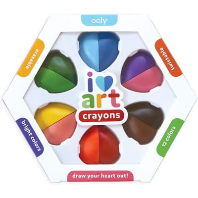 Ooly – I Heart Art - Uitwisbare krijtjes - 6 Hartjes in 12 verschillende kleuren