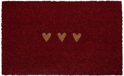 Clayre & Eef Deurmat 75x45x1 cm Rood Kokos Hart