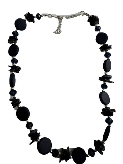 Petra's Sieradenwereld - Mooie zwarte ketting met verschillende zwarte kralen (1096)