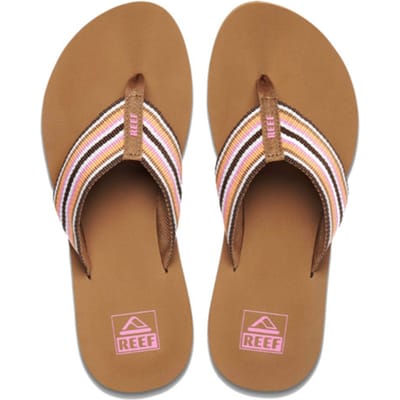 Reef Spring Woven Smoothie Stripe Dames Slippers - Cognac/Roze - Maat 36
