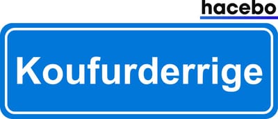 Hacebo - Plaatsnaam Sticker - 29x10 CM - Koufurderrige sticker - Verkeersborden sticker - grappige cadeaus - Koufurderrige
