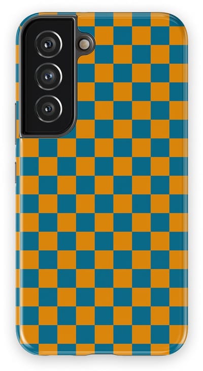 Design Hoesje Samsung Galaxy S22 | Geschikt Voor Mag | Tiny Squares Checkered Print | Backcover Samsung Galaxy S22 Petrol Pop