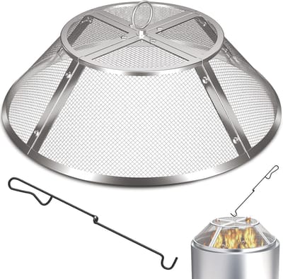 Vuurkorf scherm - Buitenhaard accessoire - Veilig buiten branden - Roestvrij staal - 495 cm diameter - Zilverkleurig