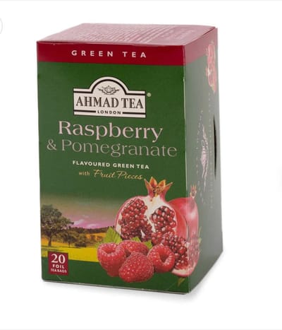 Ahmad Tea London Raspberry & Pomegranate Green Tea – Framboos & Granaatappel Groene Thee – 20 Theezakjes – 40 g