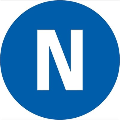 Neutrale geleider sticker, vel, blauw wit 12,5 mm - 20 per vel