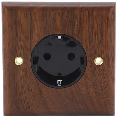 Elektrisch Stopcontact Zwart Walnoot - Retrostijl, Duurzaam, Milieuvriendelijk, Modern, Design, Handig