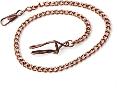 Taschenuhr Kette 39cm in Rood Brons met 2 Haken voor Weste en Jeans - Stijlvolle Accessoire voor Mannen en Vrouwen