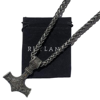 Stoere Heren Ketting-Sterk Edelstaal - Thor Hamer Scandinavisch – Voor Een Echte Man – Vintage Look– 70 cm