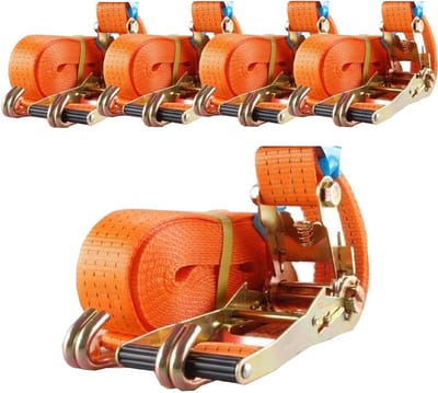 5x professionele ratel spanband spanband 2-delig 8m 4t 4tot 4000kg TÜV/GS ORANJE