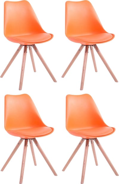 CLP Toulouse Set van 4 stoelen - Rond - Kunstleer oranje natura