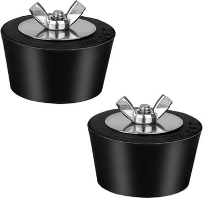 2 stuks zwembad winterstoppen, 2 inch (ongeveer 5,1 cm), hoogwaardige zwembad winter PVC/stalen buisstop met SS-schroeven, roestvrijstalen bouten, zwaar rubber (5,1 cm)