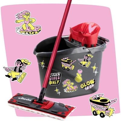 183751 Vileda ULTRAMAX MY STYLE Box - Cleaning Lovers Vloerwisser set Antraciet, Rood 1 stuk(s)