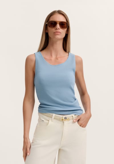 Bugatti Damen T-shirt van geribbelde jersey van viscose-mix
