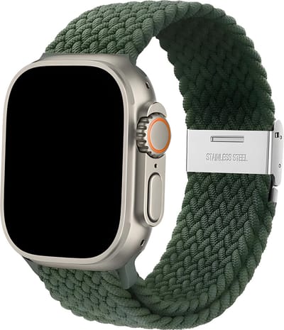 Innerlight® Nylon+ - Groen Geweven - 42/44/45/46/49mm - Nylon bandje geschikt voor Apple Watch - Geschikt als Apple watch bandje voor Series Geschikt als Apple watch bandje voor Series 1/2/3/4/5/6/7/8/9/10/11/SE/Ultra/Ultra 2