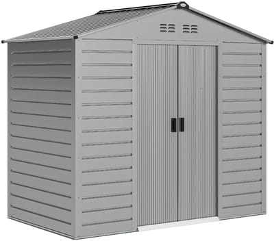 Tuinhuis van Weerbestendig Metaal - afsluitbare schuifdeur 213x131x192 cm - grijs