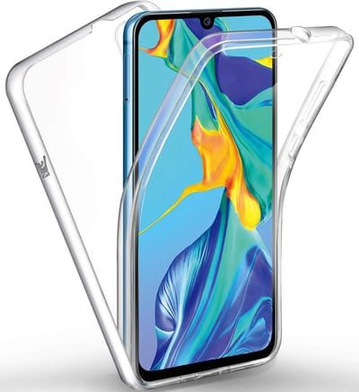 Hoesje geschikt voor Huawei P30 + Screenprotector - 2 in 1 Siliconen TPU Case Transparant voor Volledige 360 Graden Bescherming Voor- en Achterkant