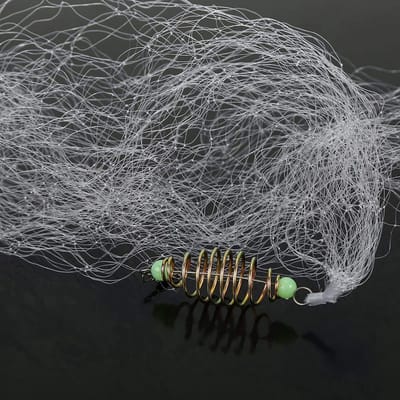 Dailygoods- Visnet met Lichtgevende Kralen - Duurzaam Nylon - 4-delig Gipsgaas - Nachtvissen Accessoire - Koperen Veernet - Sterke Haak met Lus - Vissysteem