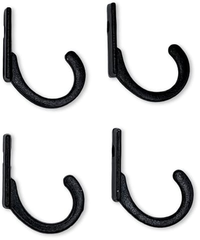 FSW-Products - 4 Stuks - Kleine Ophanghaken incl. schroeven - 1.2 x 1.8 cm - Zwart - RVS - Kapstokhaken - Sleutelhaken - Muurhaken - Wandhaken - Keukenhaken - Handdoekhaken - Haakjes - Haken - Ophanghaakjes - Haakjes voor Sleutels – Kapstokhaken