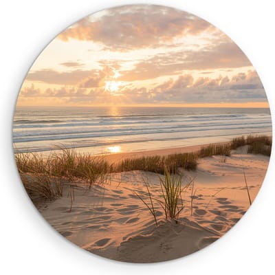 Saammp - Muurcirkel Hout - Strand En Zee - duinen - Ø 90 - Wandcirkel - Wanddecoratie Cirkel - muurdecoratie Woonkamer - Slaapkamer decoratie - Rond Schilderij