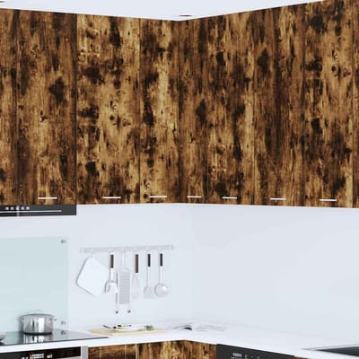 vidaXL - Hangkast - Gerookte - Eik - en - Wit - 57 - x - 57 - x - 100 - cm - Bewerkt - hout