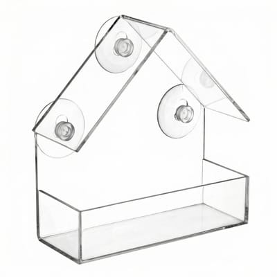 Dailygoods - QWORK® Transparante vogelvoederbak, transparante vogelvoederbak, voor wilde vogels, vinken, kardinalen, 15 * 6,5 * 15cm