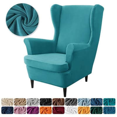 Fluwelen Wingback stoelhoezen Stretch Wing fauteuilhoes met zitkussenhoes Elastische bankhoezen Effen kleur bankhoezen