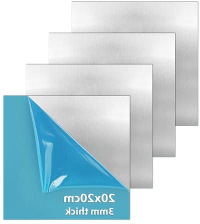 Aluminium plaat 3 mm - 200 mm x 200 mm (20 cm x 20 cm) - Set van 4 stuks voor knutselen, modelbouw en DIY-projecten