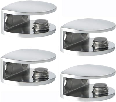 Verstelbare Glashouders voor 8-10MM Dikke Glasplaten, Wandmontage, Zinklegering, Set van 4 Stuks, Ideaal voor Glazen Planken en Decoratie
