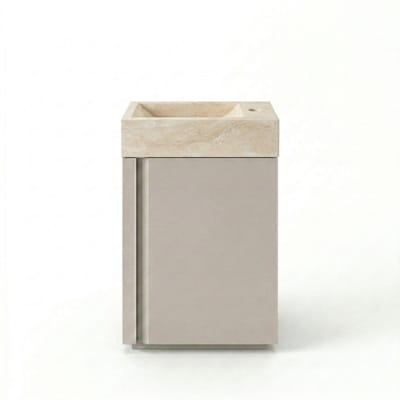 FugaFlow Eccelente Arredo Toiletmeubelset - 40x65cm - 1 deur - 1 kraangat - rechts - fontein travertine- mat cotton (beige)
