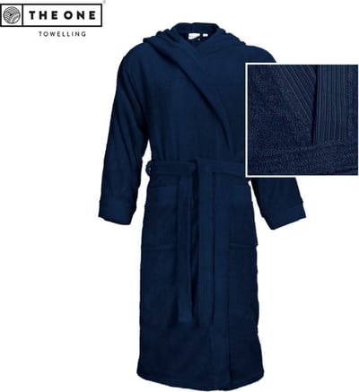 The One Towelling Badjas - Zachte kamerjas met capuchon - Vocht absorberend - 100% Gekamd badstofkatoen - S/M - Navy