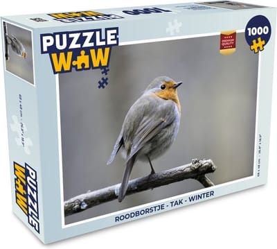 Puzzel Roodborstje - Tak - Winter - Legpuzzel - Puzzel 1000 stukjes volwassenen
