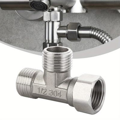 Raccord en T en cuivre pour vanne de dérivation de toilette, vanne en T G1/2  adaptée pour pulvérisateur de salle de bain avec raccordement quatre points pour tuyaux à trois voies