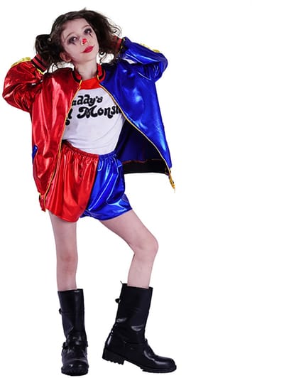 Harley Quinn kostuum kind - Halloween kostuum kind - Carnavalskleding - Carnaval kostuum - Meisjes - 7 tot 9 jaar