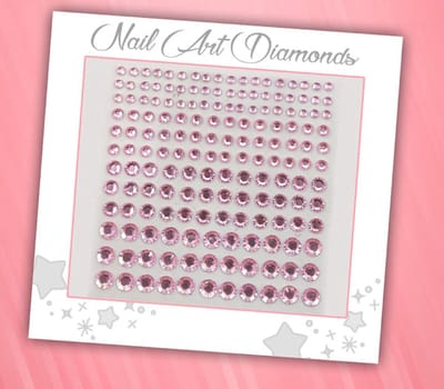 Nail Art Diamonds (165 Diamantjes Lichtroze) [Zelfklevend Nagel Steentjes Decoratie Versiering - Manicure Kunstnagels Nepnagels - Acryl Nagels Rhinestone Rhine Stones]