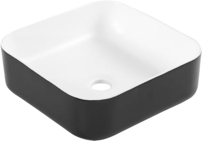 Differnz Waskom Nila - Keramiek - Vierkant - Zwart/wit - 38x38x13cm